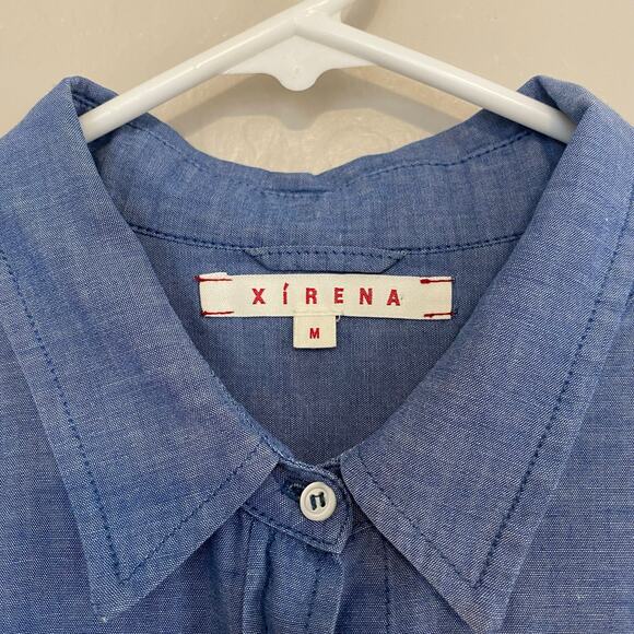 Xirena Womens Size Medium Button Up Chambray Shirt Long Sleeve Collared Blue - Picture 3 of 5